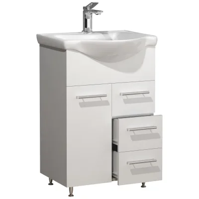 VCM 2-tlg. Waschplatz   Waschtisch Unterschrank 55 cm   Badmöbel Set mit Waschbecken   praktische Schubladen   Lisalo