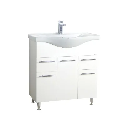 VCM 2-tlg. Waschplatz   Waschtisch Unterschrank 75 cm   Badmöbel Set mit Waschbecken   praktische Schubladen und Drehtüren   Komplett Lisalo