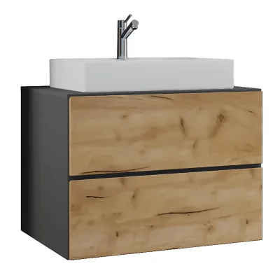 VCM 2-tlg. Waschplatz Waschtisch   Waschbecken Unterschrank Breite 80 cm   Badmöbel Set mit Schubladen   Lendas