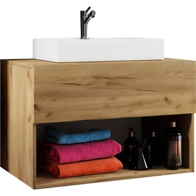 VCM 2-tlg. Waschtisch   Breite 80 cm Waschplatz Badmöbel Waschbecken Bad Schrank Keramik Lendas ll