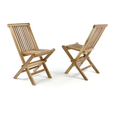 VCM 2er Set Kinder Klappstuhl Gartenstuhl   Teak Holz behandelt   Maße  H. 60 x B. 30 x T. 40cm