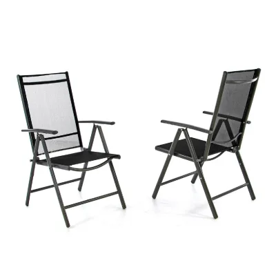 VCM 2er Set Klappstuhl  Gartenstuhl    schwarz   Rahmen anthrazit   klappbar   verstellbare Lehne   Maße B. 56 x T. 65 x H. 105cm