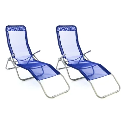 VCM 2er Set   Liegestuhl    Gartenliege   Maße 160x48x100cm   Sonnenliege   Liegestuhl Liege   Relaxliege   Blau