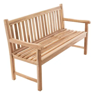 VCM 3-Sitzer Gartenbank Parkbank   hochwertig   Teak Holz natur   Landhausstile   braun   Maße  L. 150 x B. 60 x H. 90cm