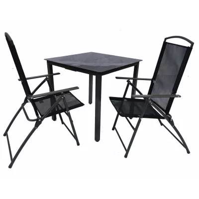VCM 3-tlg Gartenmöbel Set   Sitzgruppe Essgruppe   1x Tisch, 2x Stühle   Tisch Maße ca. H. 76 x B. 80 x T. 80 cm   Hochlehner Set 80S Garlos