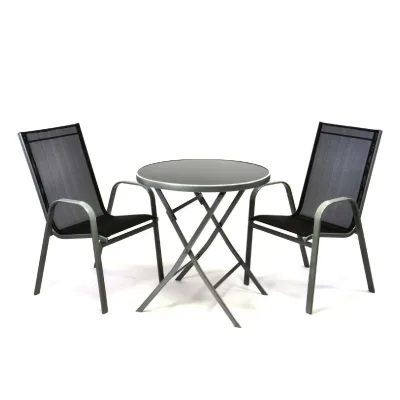 VCM 3-tlg. Gartenmöbelset   Gartengarnitur   Klapptisch   Schwarz   Sitzgarnitur   Bistroset