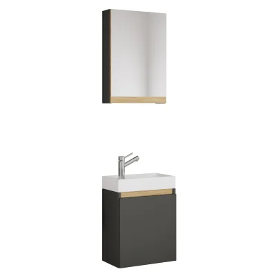 VCM 3-tlg. Gäste-WC Set mit Waschbecken und Spiegelschrank – platzsparender Gästewaschtisch mit Stauraum – Maße Unterschrank: H. 55 x B. 41 x T. 22 cm, Spiegel H. 58 x B. 40 x T. 13 cm Cosila
