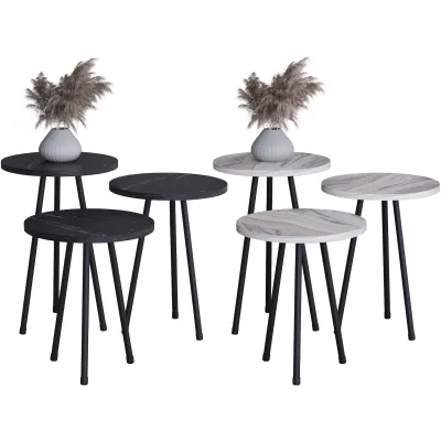 VCM 3-tlg. Set Beistelltisch   Tisch im schlichten Marmor Optik Design   Maße ca. H. 52 x B. 34 x T. 34 cm   Wohnzimmertisch - Mirola