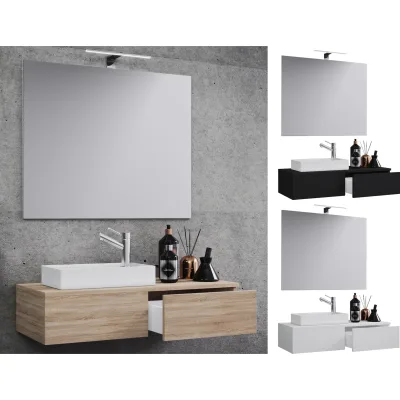VCM 3-tlg Set   Waschplatz für Gäste WC   Gästebad mit Spiegel   Waschtisch Toilette   Badmöbel Badezimmer Set - Gudas SP