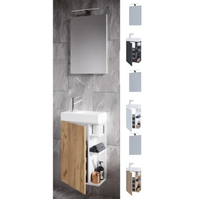 VCM 3-tlg Set   Waschplatz für Gäste WC   Gästebad Toilette   Waschtisch mit Spiegel   Badmöbel Badezimmer Set – Lumia