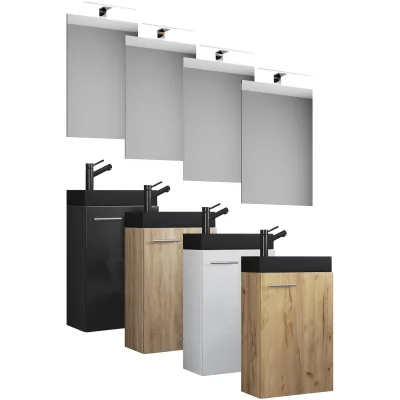 VCM 3-tlg Set   Waschplatz für Gäste WC   Gästebad   Waschtisch mit Spiegel   Badezimmer Set – Slito SP-BL