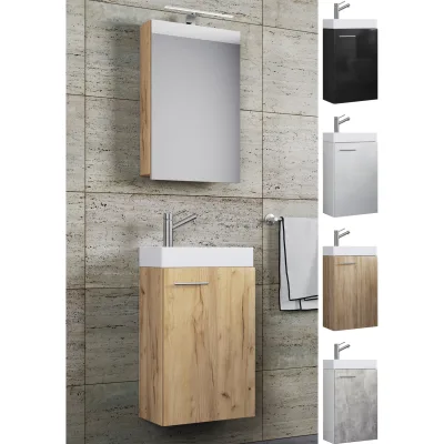 VCM 3-tlg Set   Waschplatz für Gäste WC   Gästebad   Waschtisch Toilette   Badmöbel Badezimmer Set - Slito SC