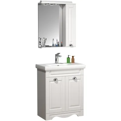 VCM 3-tlg. Waschplatz   Waschtisch Unterschrank 60 cm   Badmöbel Set mit Waschbecken und Spiegelschrank   Landhaus   Komplettset Casalo