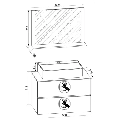 VCM 3-tlg. Waschplatz Waschtisch   Waschbecken Unterschrank Breite 60 cm   Badmöbel Set mit Schubladen Spiegel   Lendas