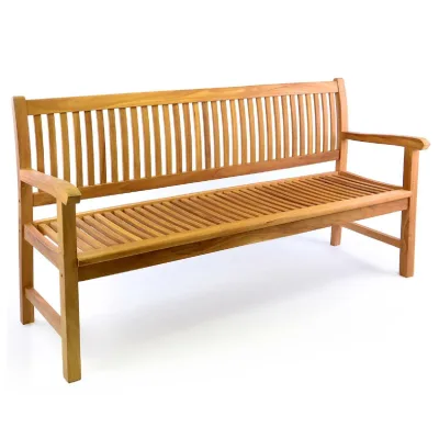 VCM 4-Sitzer Gartenbank Parkbank   hochwertig   Teak Holz behandelt   Landhausstile   braun   Maße  L. 180 x B. 60 x H. 90 cm