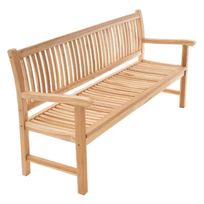 VCM 4-Sitzer Gartenbank Parkbank   hochwertig   Teak Holz natur   Landhausstile   braun   Maße  L. 180 x B. 60 x H. 90 cm