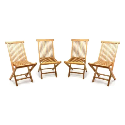 VCM 4er Set Gartenstuhl   Teak Holz behandelt   klappbar   Holzstuhl Balkonstuhl    Maße B. 46x H. 89x T. 62 cm