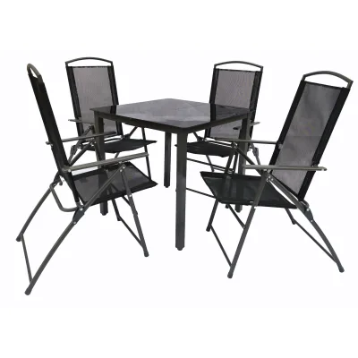 VCM 5-tlg Gartenmöbel Set   Sitzgruppe Essgruppe   1x Tisch, 4x Stühle   Tisch Maße ca. H. 76 x B. 80 x T. 80 cm   Hochlehner Set 80S Garlos