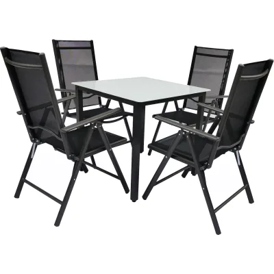 VCM 5-tlg Gartenmöbel Set   Sitzgruppe Essgruppe   1xTisch, 4x Stühle   Tisch Maße ca. H. 76 x B. 80 x T. 80 cm   Garten Set – Stühle 80 MA Miami