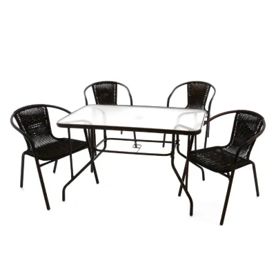 VCM 5-tlg. Gartenmöbelset   Gartengarnitur   Glastisch   Sitzgruppe   Garten-Set