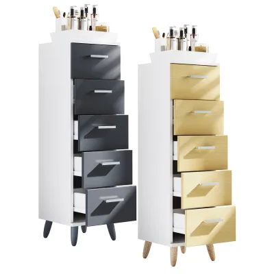 VCM Badmöbel Midischrank   Badschrank   Maße: H. 100 x B. 30 x T. 30 cm   Kommode   5 Schubladen - Landos