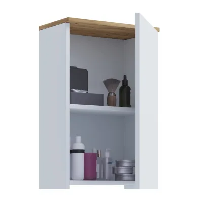VCM Badschrank Holzwerkstoff, Wandschrank fürs Badezimmer mit 1 Tür und 2 Fächern, Badezimmerschrank Hängeschrank,  Maße H. 59 x B. 40 x T. 22 cm, Badmöbel modern – Cosila