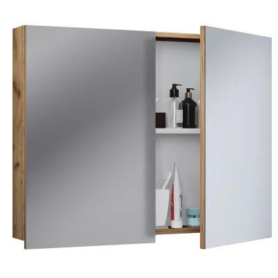 VCM Badschrank zeitlos   Maße ca. H. 59 x B. 60 x T. 12 cm   Zwei Drehtüren   Spiegelschrank - Badinos 59 x 60 cm