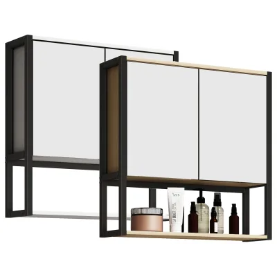 VCM Badschrank zeitlos   Maße ca. H. 60 x B. 60 x T. 17 cm   ausreichend Stauraum   Spiegelschrank - Edino 60 x 60 cm