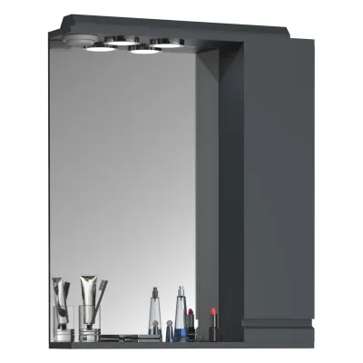 VCM Badschrank zeitlos   Maße ca. H. 71 x B. 60 x T. 14 cm   ausreichend Stauraum   Spiegelschrank mit Beleuchtung - Silora