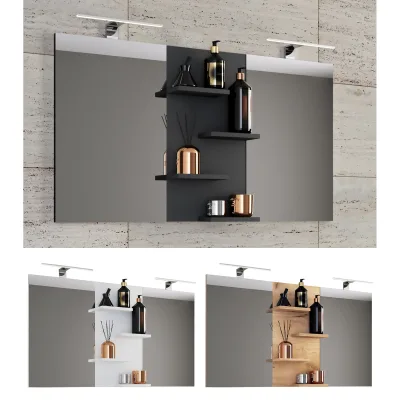 VCM Badspiegel rahmenlos   Wandspiegel mit Ablagefächer   modernes Design   Maße ca. H. 59 x 112 cm x T. 12 cm   Wandspiegel – Budasi