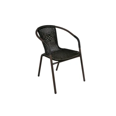 VCM Bistrostuhl Stapelstuhl Balkonstuhl Gartenstuhl    dunkel-braun   Poly-Rattan Stahl   Maße H.73 x B. 53 x T. 60 cm