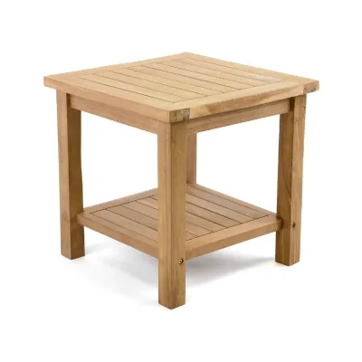 VCM Blumenhocker   Beistelltisch   Gartentisch Teakholz   Blumentisch   Balkontisch   Maße 50 x 50 cm
