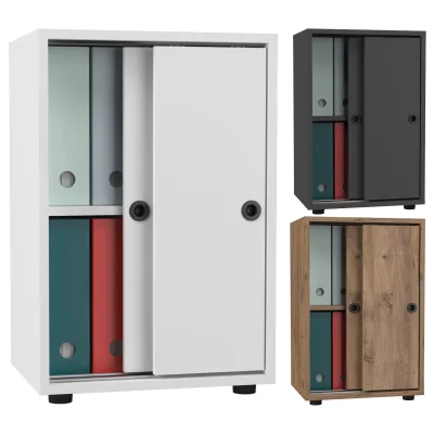 VCM Büroschrank mit 2 Fächern   moderner Aktenschrank mit Schiebetüren   Maße ca. H. 74 x B. 49 x T. 38 cm – Ulas 2-Fach
