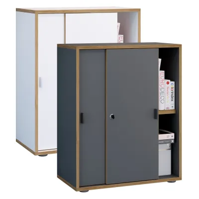 VCM Büroschrank mit 2 Fächern   moderner Aktenschrank mit Schiebetüren   Maße H. 74 x B. 60 x T. 37 cm – Salia 2-Fach