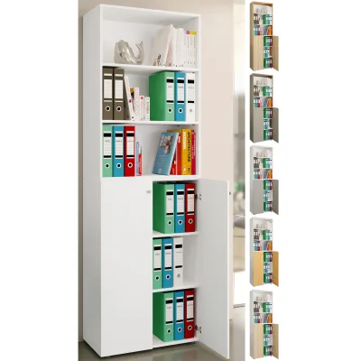 VCM Büroschrank mit 6 Fächern   Büroregal   moderner Aktenschrank mit Drehtüren   Maße ca. H. 220 x B. 70 x T. 40cm – Lona 6-Fach