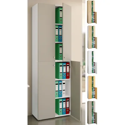 VCM Büroschrank mit 6 Fächern   moderner Aktenschrank mit Drehtüren   Maße ca. H. 220 x B. 70 x T. 40cm – Lona 6-Fach