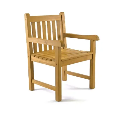 VCM Gartenstuhl Gartensessel   Landhaus Style   Teak Holz behandelt   stilvoll   braun   Maße H 91 cm x B 60 cm x T 62 cm