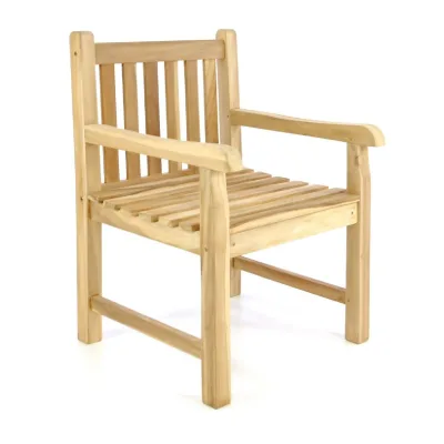 VCM Gartenstuhl Gartensessel   Landhaus Style   Teak Holz unbehandelt   stilvoll   braun   Maße H 91 cm x B 60 cm x T 62 cm
