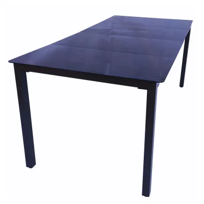 VCM Gartentisch aus Glas und Aluminium   Esstisch   ca. H. 73 B. 189 x T. 90 cm   Anthrazit   Balkontisch Gartenmöbel