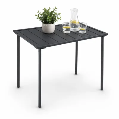 VCM Gartentisch Sumila Metall 80x55 cm, wetterbeständiger Outdoor Tisch mit höhenverstellbaren Füßen, Balkontisch für Garten und Terrasse