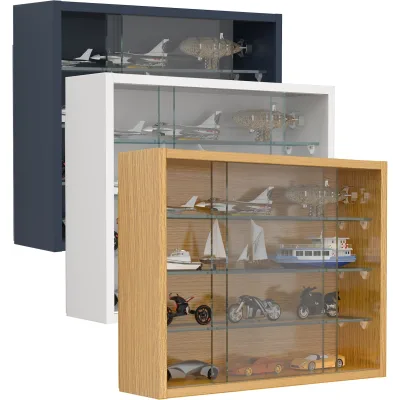 VCM Glasvitrine hängend   Vitrine Glas   Maße: H. 40 x B. 50 x T. 12 cm   Hängevitrine Glas   Modern und platzsparend   Glas Vitrinenschrank - Drivalo