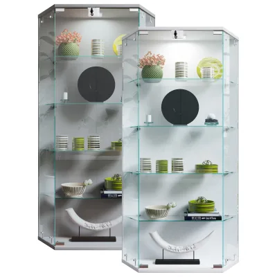 VCM Glasvitrine hängend   Vitrine Glas mit ESG-Sicherheitsglas   Maße ca.  H. 114 x B. 83 x T. 17 cm   Hängevitrine Glas   Modern und platzsparend   Glas Vitrinenschrank -   Benila