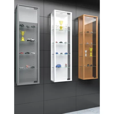 VCM Glasvitrine hängend   Vitrine Glas mit ESG-Sicherheitsglas   Maße ca. H. 115 x B. 33 x T. 18 cm  Hängevitrine Glas   Modern und platzsparend   Glas Vitrinenschrank - Stano Mini