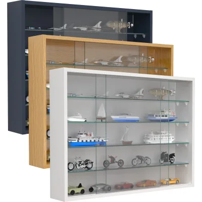 VCM Glasvitrine hängend   Vitrine Glas mit ESG-Sicherheitsglas   Maße ca. H. 55 x B. 75 x T. 12 cm   Hängevitrine Glas   Modern und platzsparend   Glas Vitrinenschrank - Drivalo