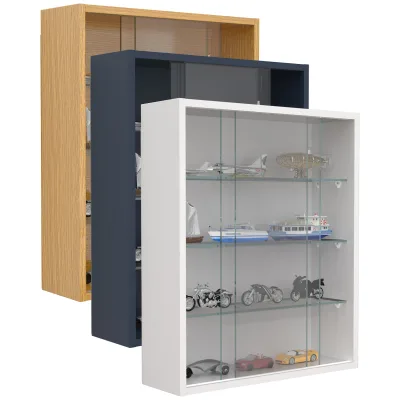 VCM Glasvitrine hängend   Vitrine Glas mit ESG-Sicherheitsglas   Maße ca. H. 60 x B. 50 x T. 15 cm   Hängevitrine Glas   Modern und platzsparend   Glas Vitrinenschrank -  Drivalo