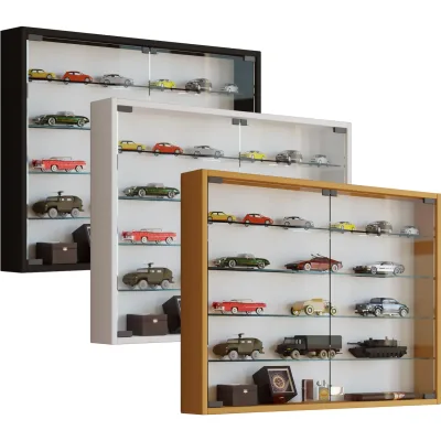 VCM Glasvitrine hängend   Vitrine Glas mit ESG-Sicherheitsglas   Maße ca. H. 60 x B. 80 x T. 10 cm   Hängevitrine Glas   Modern und platzsparend   Glas Vitrinenschrank - Mandosa