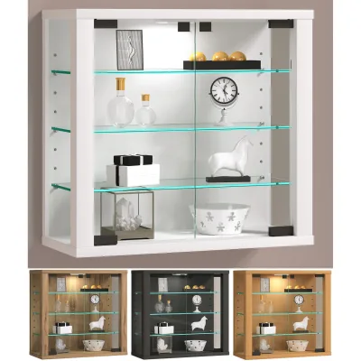 VCM Glasvitrine hängend   Vitrine Glas mit ESG-Sicherheitsglas   Maße: H. 40 x B. 43 x T. 18 cm   Hängevitrine Glas   Modern und platzsparend   Glas Vitrinenschrank - Vitrosa