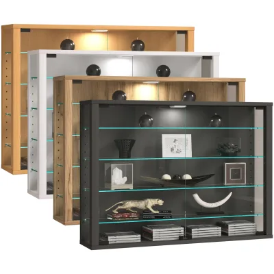VCM Glasvitrine hängend   Vitrine Glas mit ESG-Sicherheitsglas   Maße: H. 60 x B. 83 x T. 18 cm   Hängevitrine Glas   Modern und platzsparend   Glas Vitrinenschrank - Vitrosa