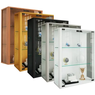 VCM Glasvitrine hängend   Vitrine Glas mit ESG-Sicherheitsglas   Maße: H. 80 x B. 60 x T. 25 cm   Hängevitrine Glas   Modern und platzsparend   Glas Vitrinenschrank - Udina