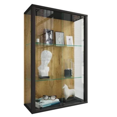 VCM Glasvitrine hängend   Vitrine Glas mit ESG-Sicherheitsglas   Maße: H. 80 x B. 60 x T. 25 cm   Hängevitrine Glas   Modern und platzsparend   Glas Vitrinenschrank - Udina